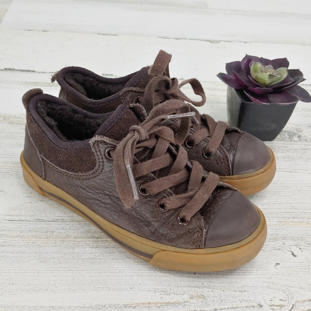 Ugg Brown Leather Lace Up Sneakers
